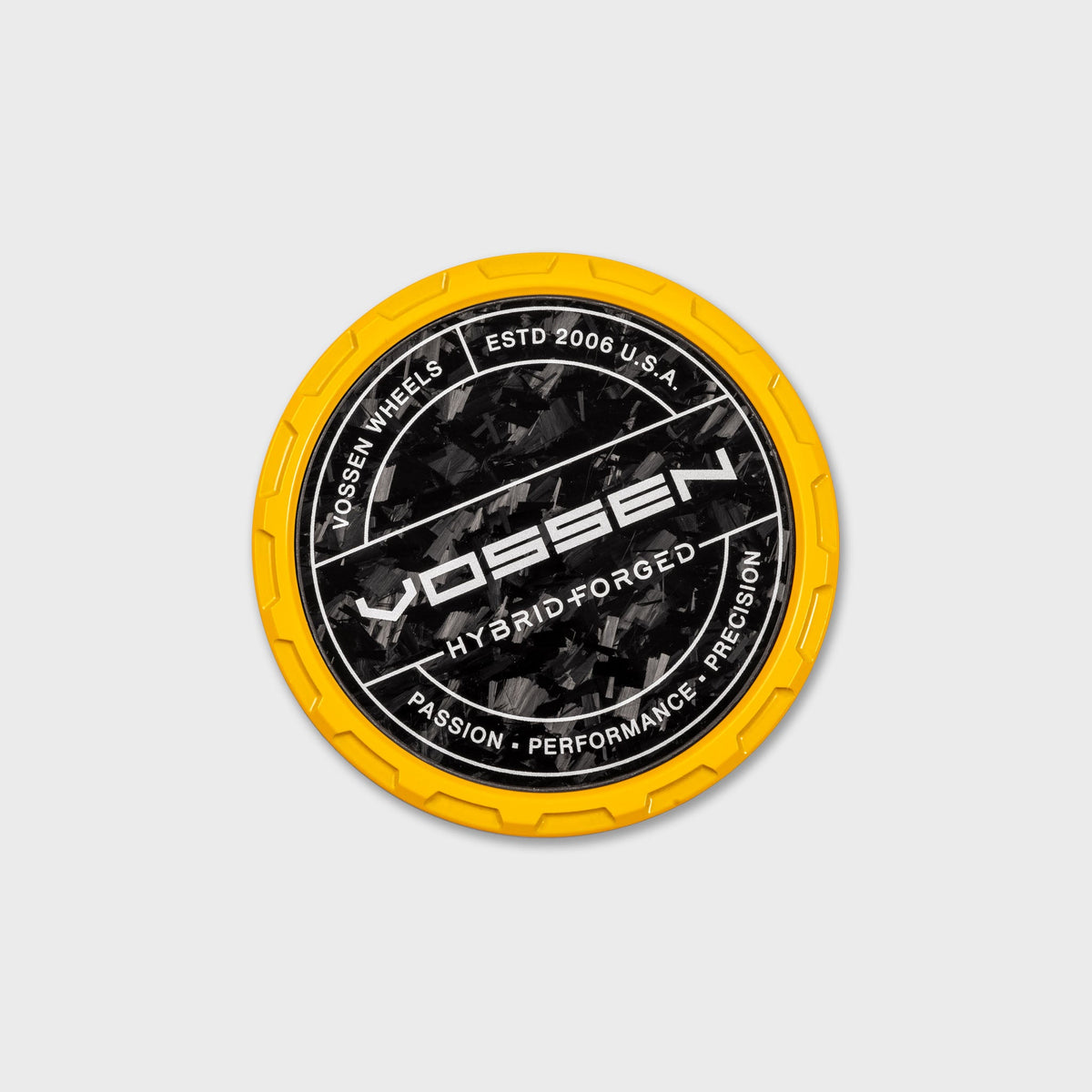 Vossen Hybrid Forged Carbon Billet Sport center cap Canary Yellow / Forged Carbon Insert – view 1