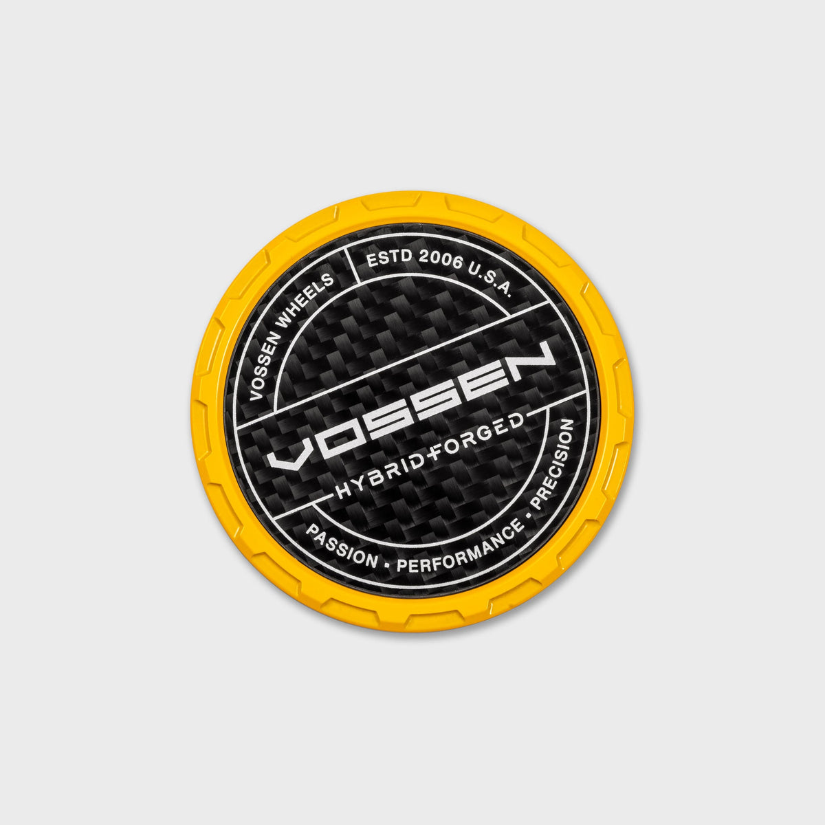 Vossen Hybrid Forged Carbon Billet Sport center cap Canary Yellow / Twill Weave Carbon Insert – view 1