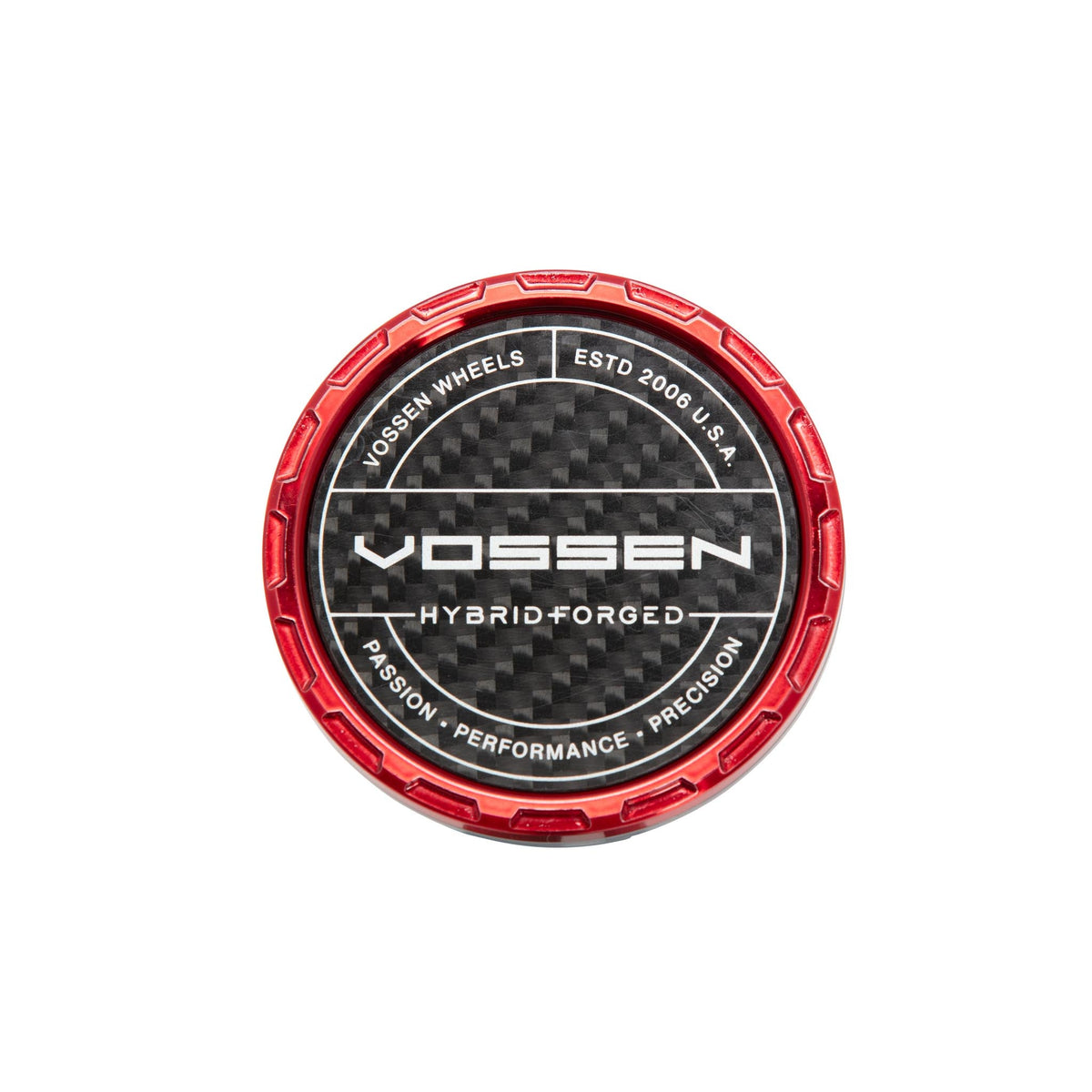 Vossen Hybrid Forged Carbon Billet Sport center cap Vossen Red / Twill Weave Carbon Insert – view 2
