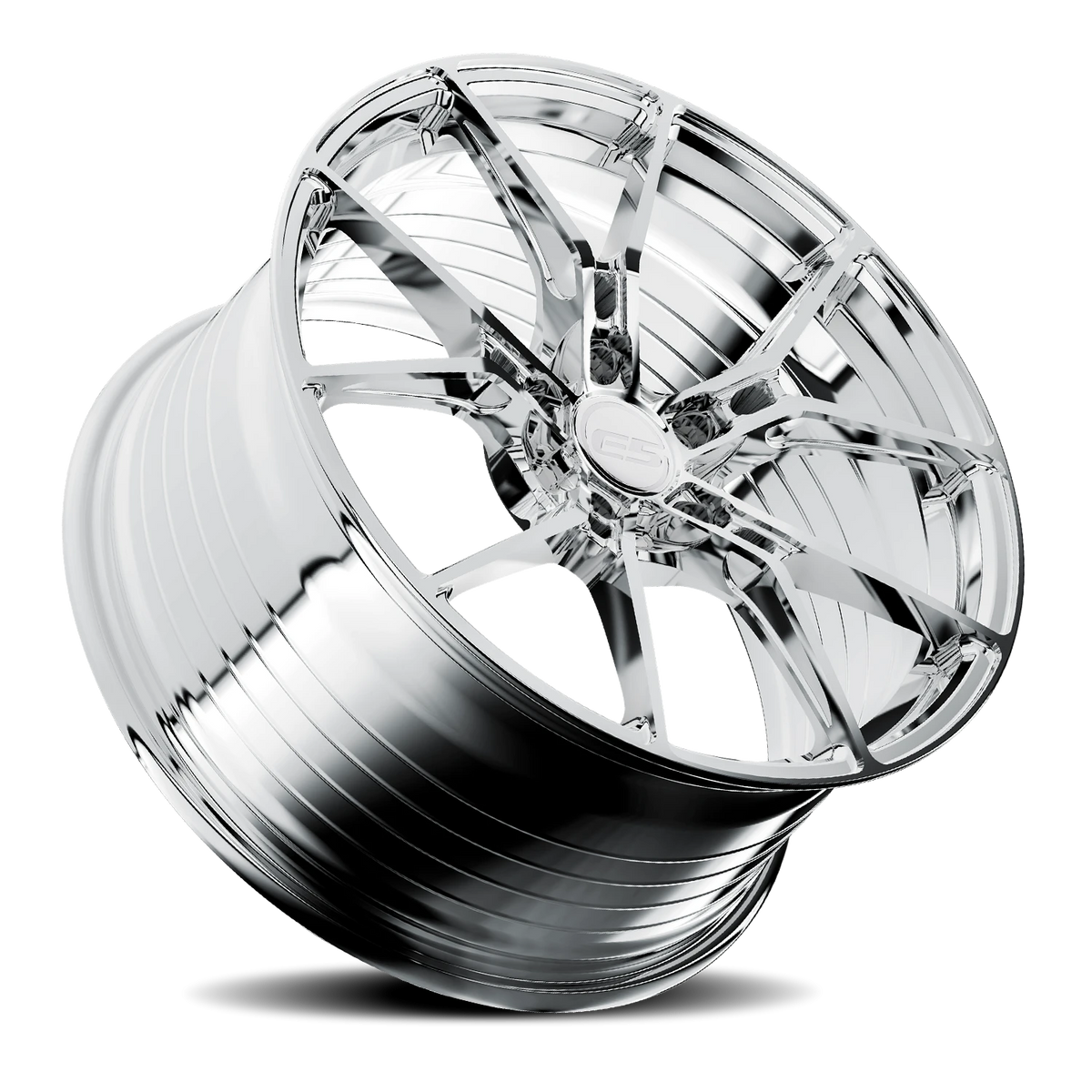 E5 Daytona Chrome Form Forged Corvette wheel - angled view