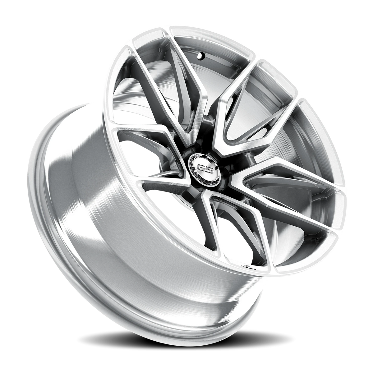 E5 Forged Laguna Brushed Aluminum wheel for C8 Corvette Z06 / E-Ray / ZR1 - angled view