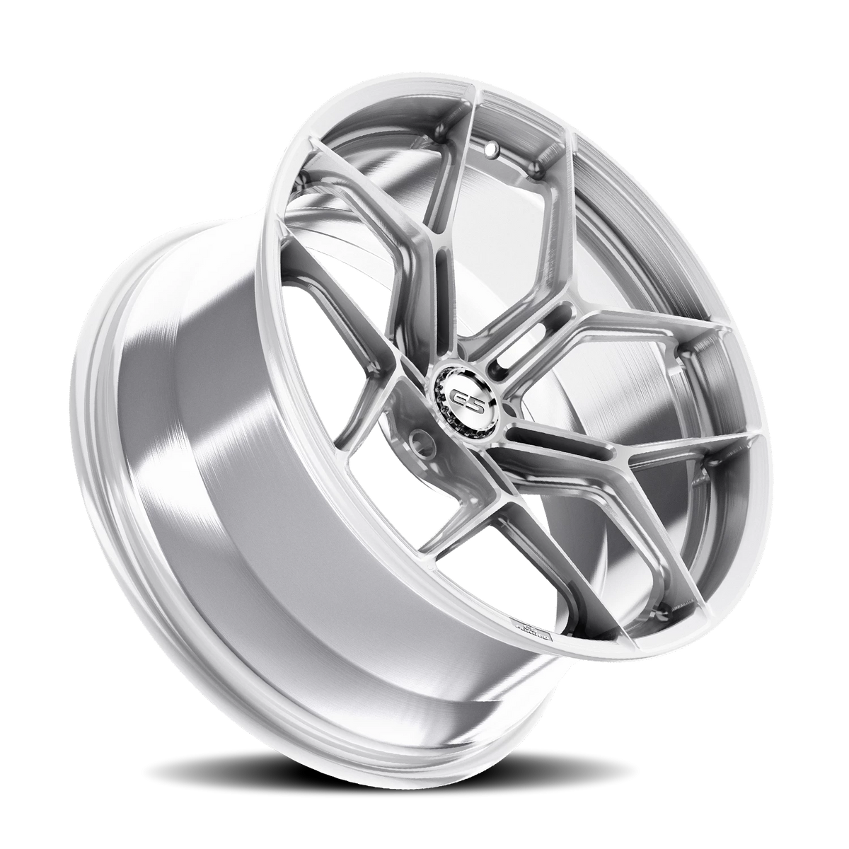 E5 Forged Talladega Brushed Aluminum wheel for C8 Corvette Z06 / E-Ray / ZR1 - angled view