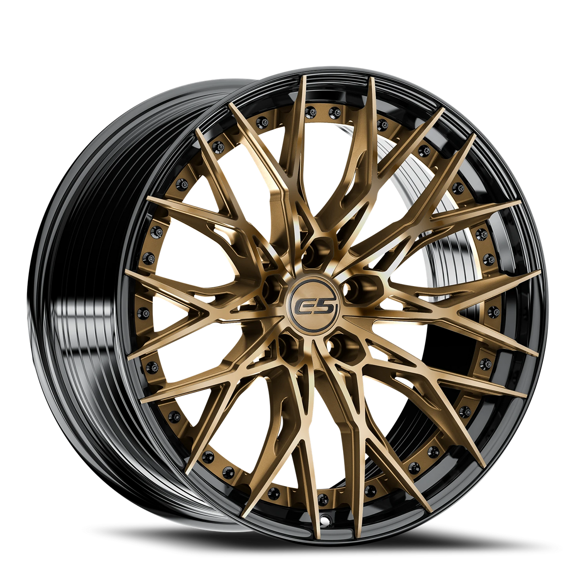 E5 Sebring 2P Bronze with Black Lip 20x10 two-piece C8 Corvette wheel - face view