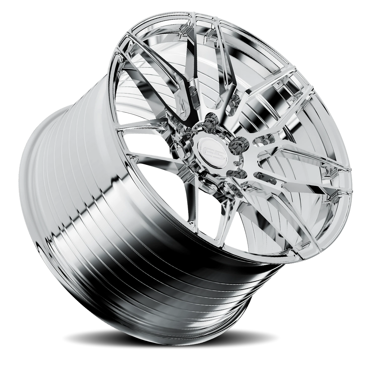 E5 Speedway Chrome Form Forged Corvette wheel - angled view