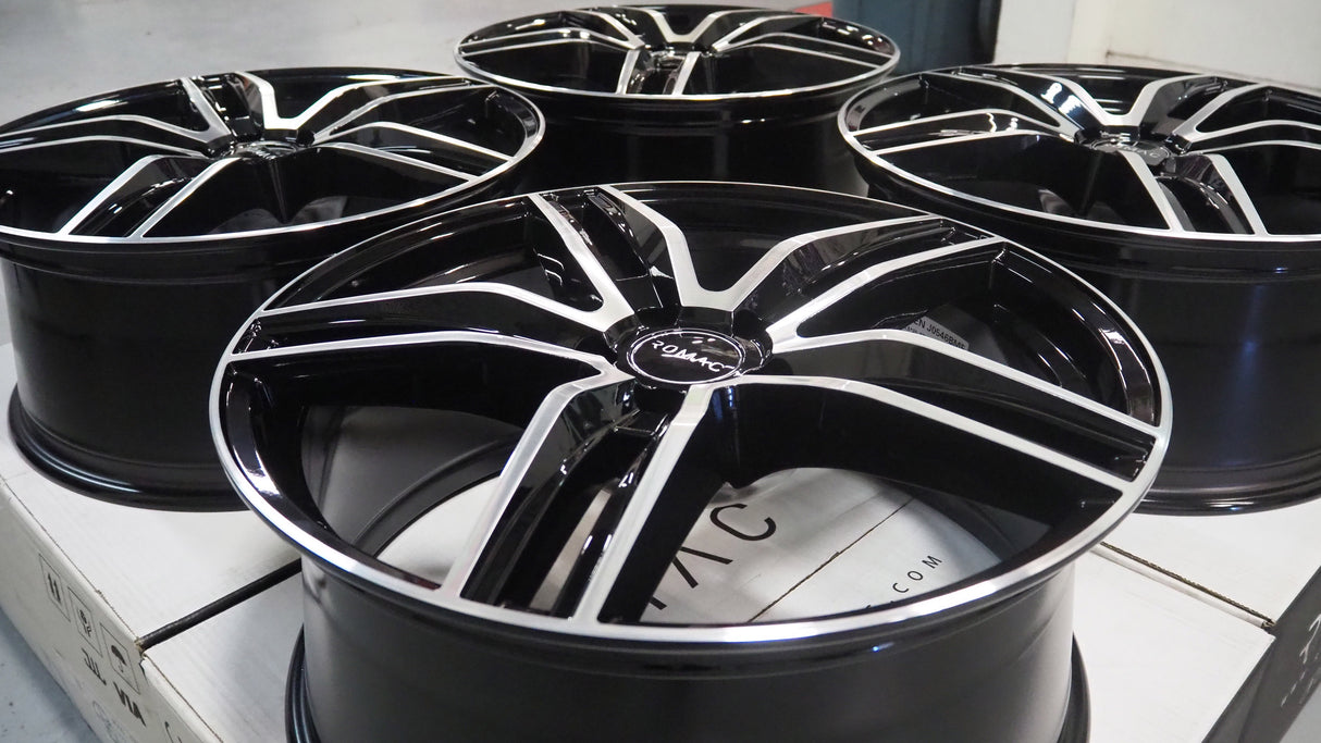 19" Romac Venom Black Polished 19x8.5 Wheels Rims Fits Infiniti Q60
