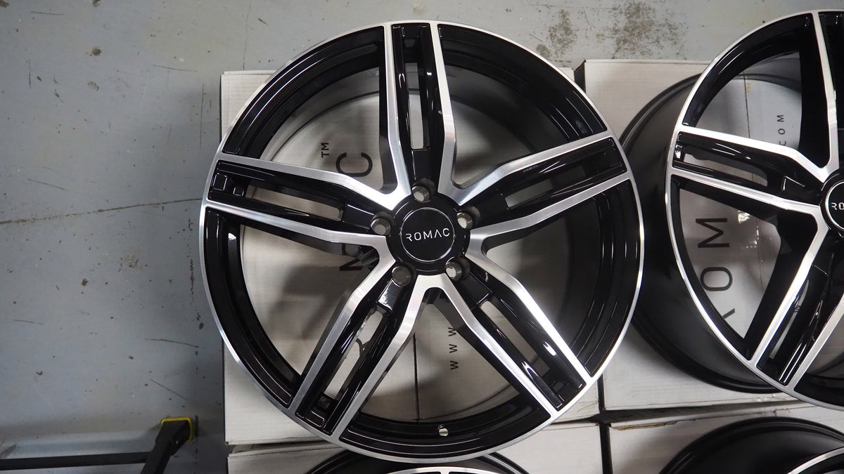 19" Romac Venom Black Polished 19x8.5 Wheels Rims Fits BMW 640 650