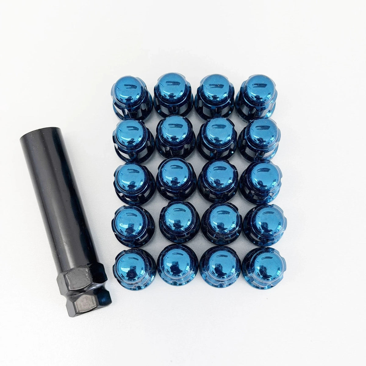 Tuner Spline Lug Nuts 1/2"-20 – 60° Conical Acorn (20 Pack + Key) – Blue view 3