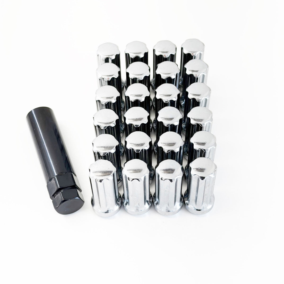 Truck Spline Lug Nuts M14x1.50 – 60° Conical Acorn (24 Pack + Key) – Chrome view 3