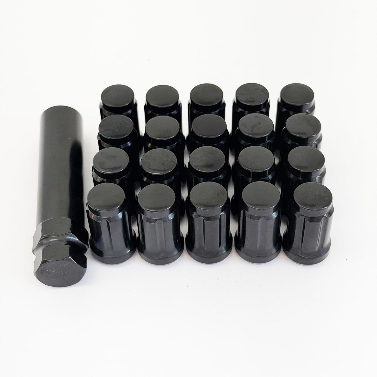 Tuner Spline Lug Nuts M14x1.50 – 60° Conical Acorn (20 Pack + Key) – Black