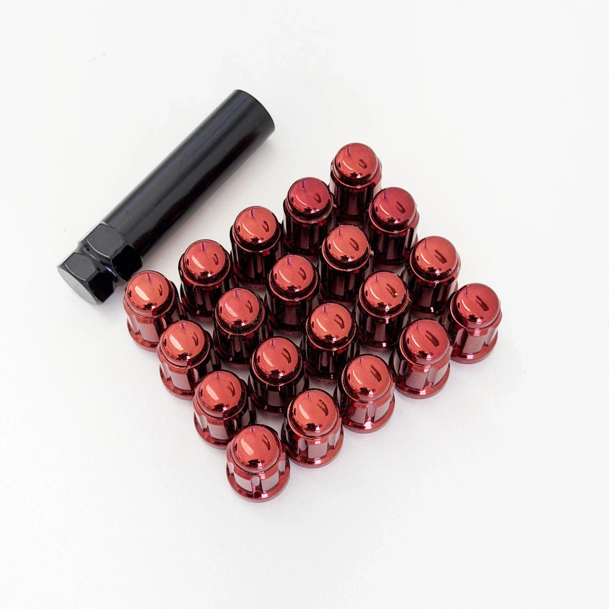 Tuner Spline Lug Nuts M12x1.50 – 60° Conical Acorn (20 Pack + Key) – Red view 3
