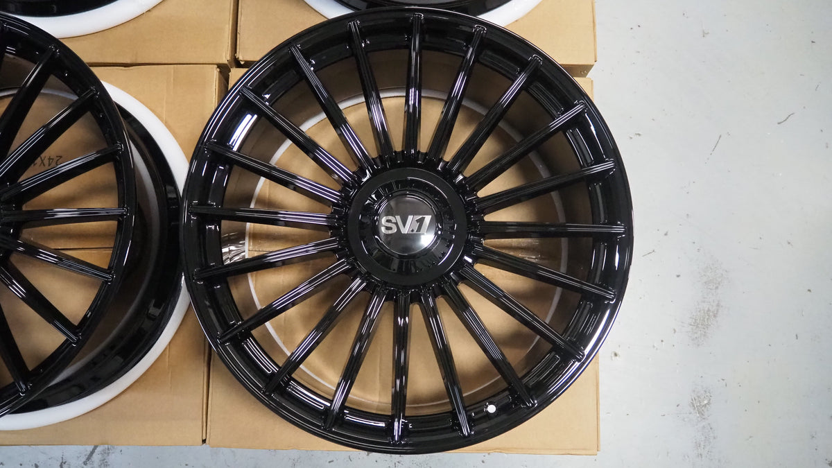 24" Savini SV1 X1 24x10 Black Concave Full Forged Wheels Rims Fits Range Rover