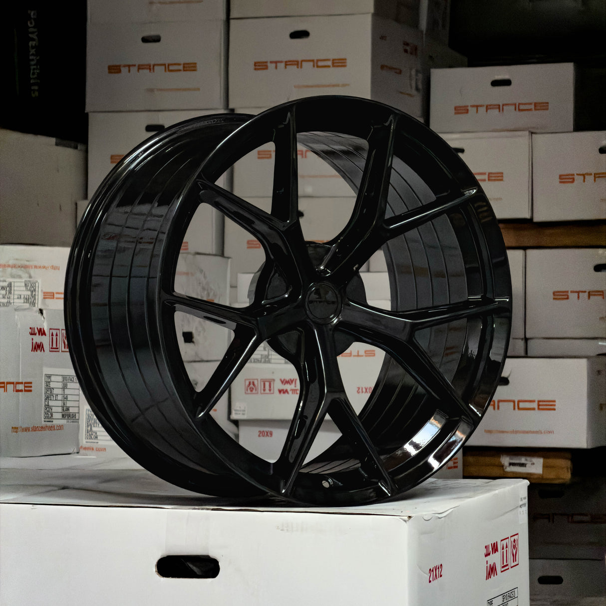 19" Stance SF14 Black 19x9.5 Concave Wheels Rims Fits Ford Mustang S550
