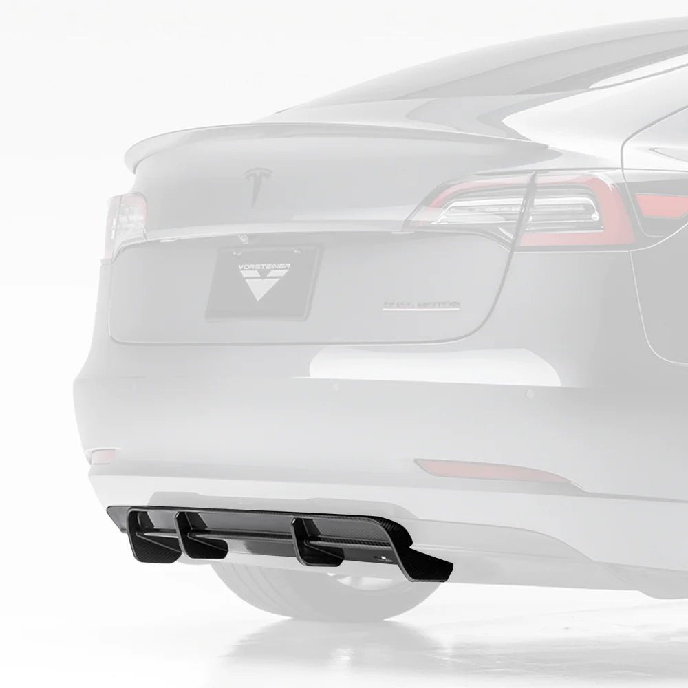 Vorsteiner Aero Volta Rear Diffuser Carbon Fiber 2x2 Glossy Fits Tesla Model 3
