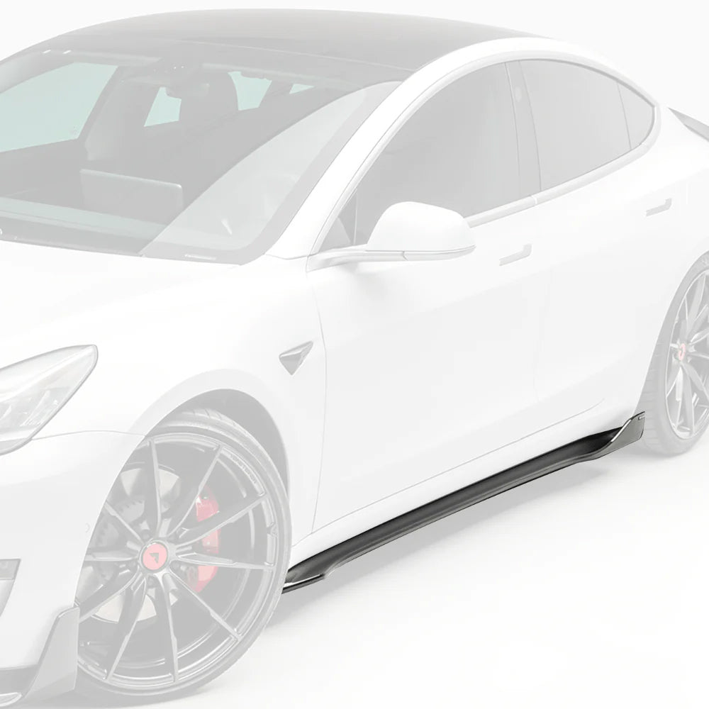 Vorsteiner Aero Volta Side Skirts Carbon Fiber 2x2 Glossy Fits Tesla Model 3
