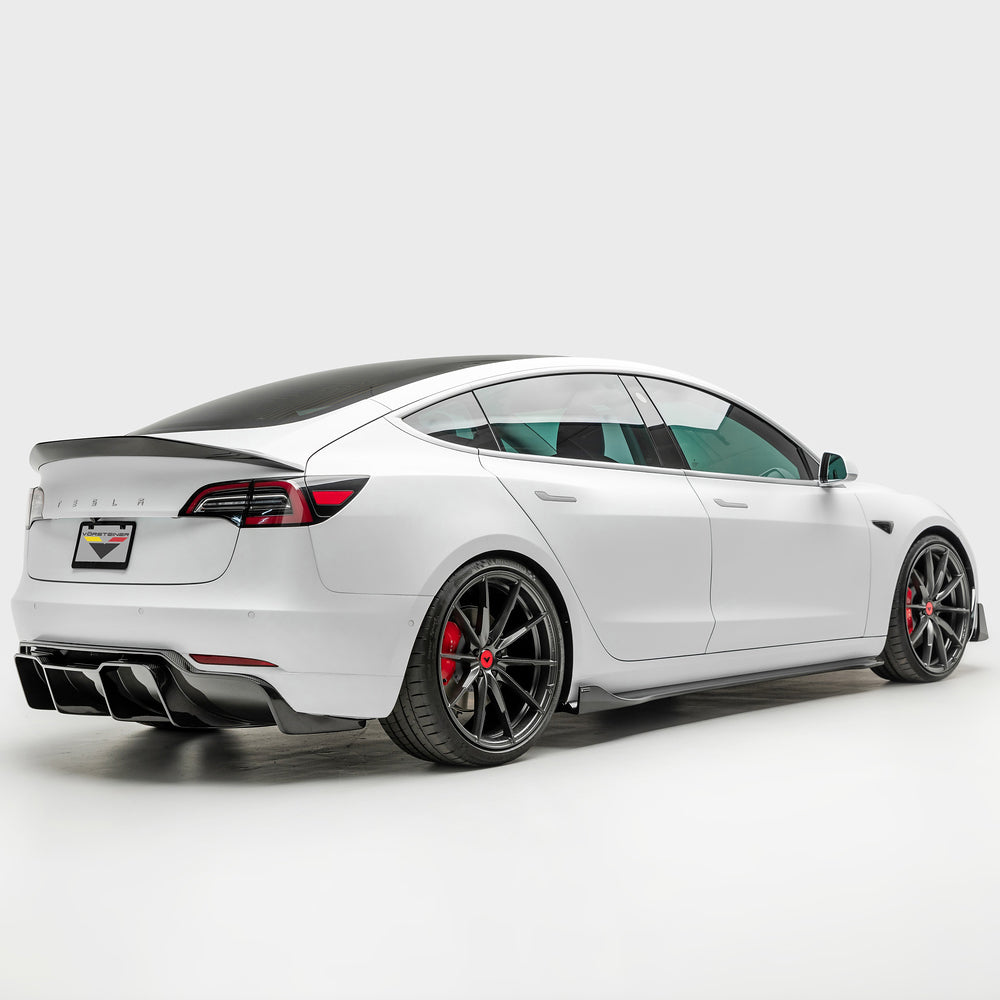 Vorsteiner Aero Volta Side Skirts Carbon Fiber 2x2 Glossy Fits Tesla Model 3