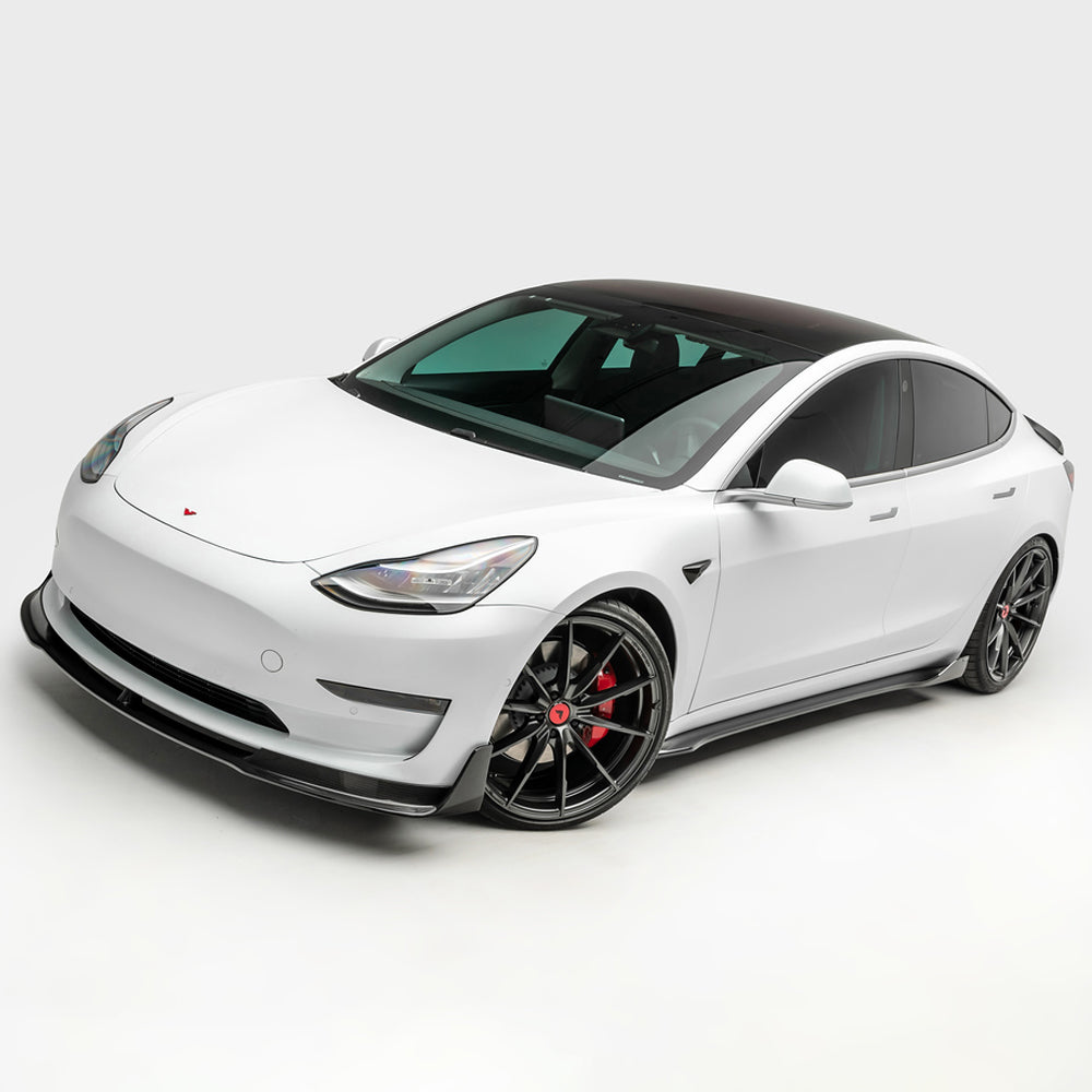 Vorsteiner Aero Volta Side Skirts Carbon Fiber 2x2 Glossy Fits Tesla Model 3