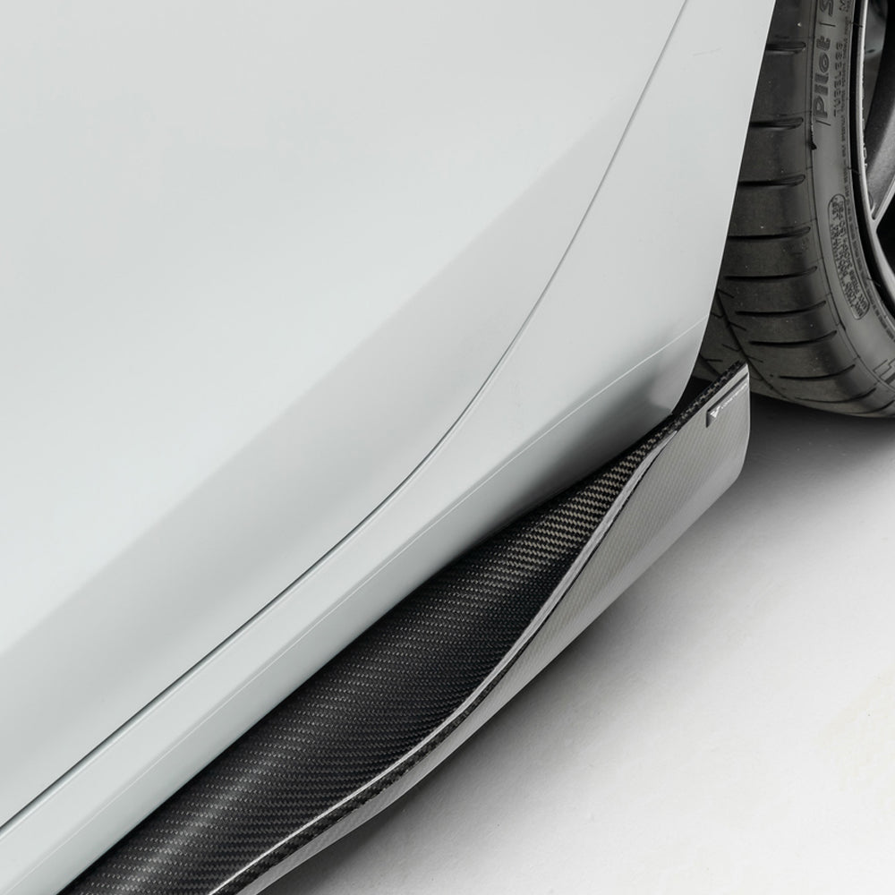 Vorsteiner Aero Volta Side Skirts Carbon Fiber 2x2 Glossy Fits Tesla Model 3