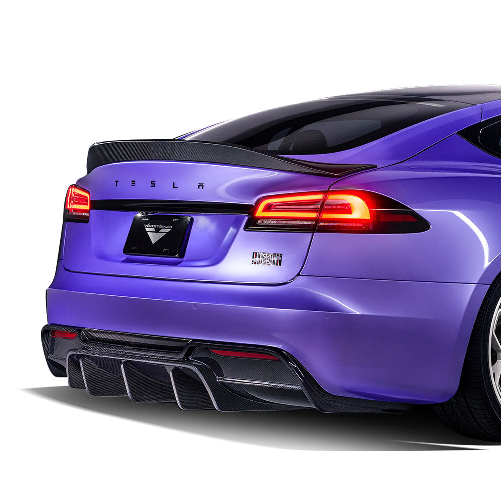 Vorsteiner Aero VRS Rear Diffuser Carbon Fiber 2x2 Glossy Fits Tesla S Plaid