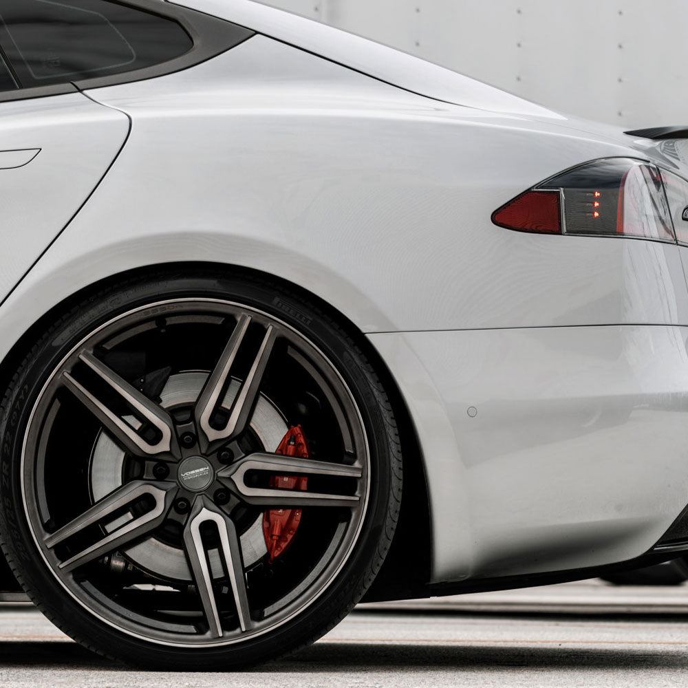 19" Vossen HF1 Grey 19x8.5 19x9.5 1411 Concave Wheels Rims Fits Tesla Model 3
