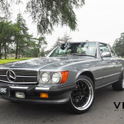 Mercedes-Benz 560SL on AG Luxury AGL43 forged wheels, 18x8.5 Front, 18x9.5 Rear in gloss black center, high polished lip (3-piece standard profile) - Vibe Motorsports build