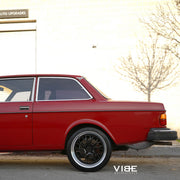 1979 Volvo 240 DL Coupe on AG Luxury AGL43 forged wheels, 18x8 in gloss black face, polished lip (3-piece standard profile) - Vibe Motorsports build, photo 2