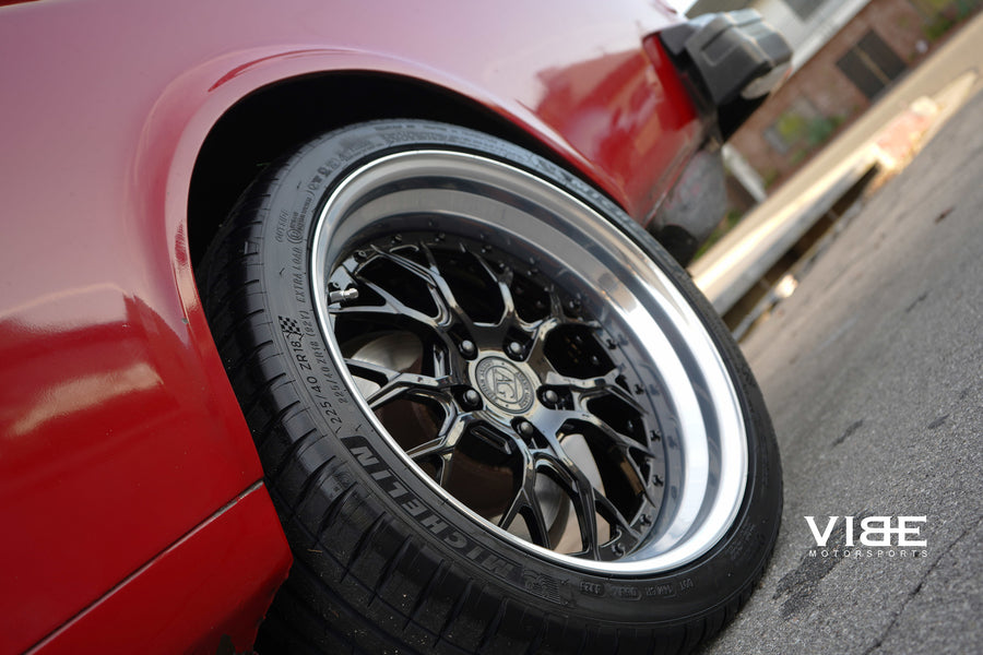 1979 Volvo 240 DL Coupe on AG Luxury AGL43 forged wheels, 18x8 in gloss black face, polished lip (3-piece standard profile) - Vibe Motorsports build, photo 5