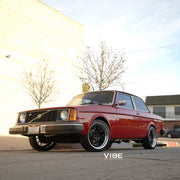 1979 Volvo 240 DL Coupe on AG Luxury AGL43 forged wheels, 18x8 in gloss black face, polished lip (3-piece standard profile) - Vibe Motorsports build