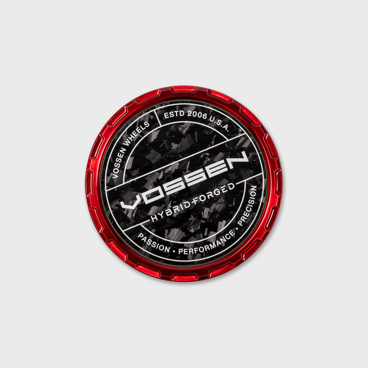 Vossen Hybrid Forged Carbon Billet Sport center cap Vossen Red / Forged Carbon Insert – view 1