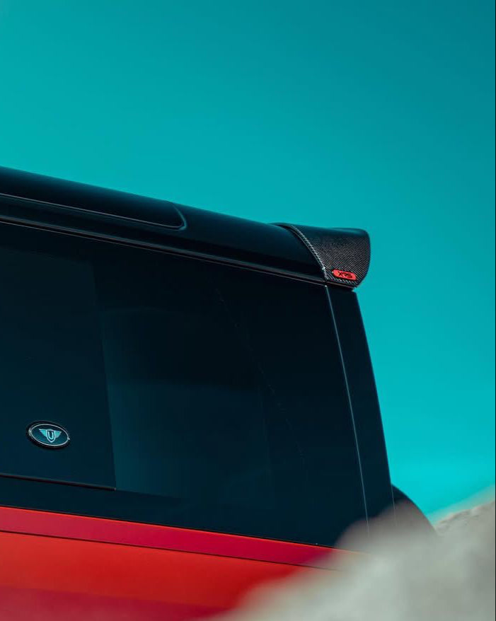 Urban XRS visual carbon upper rear spoiler on Defender 110 V8