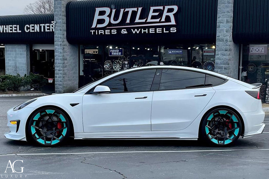Tesla Model 3 on AG Luxury Aero.55 forged wheels in gloss black finish