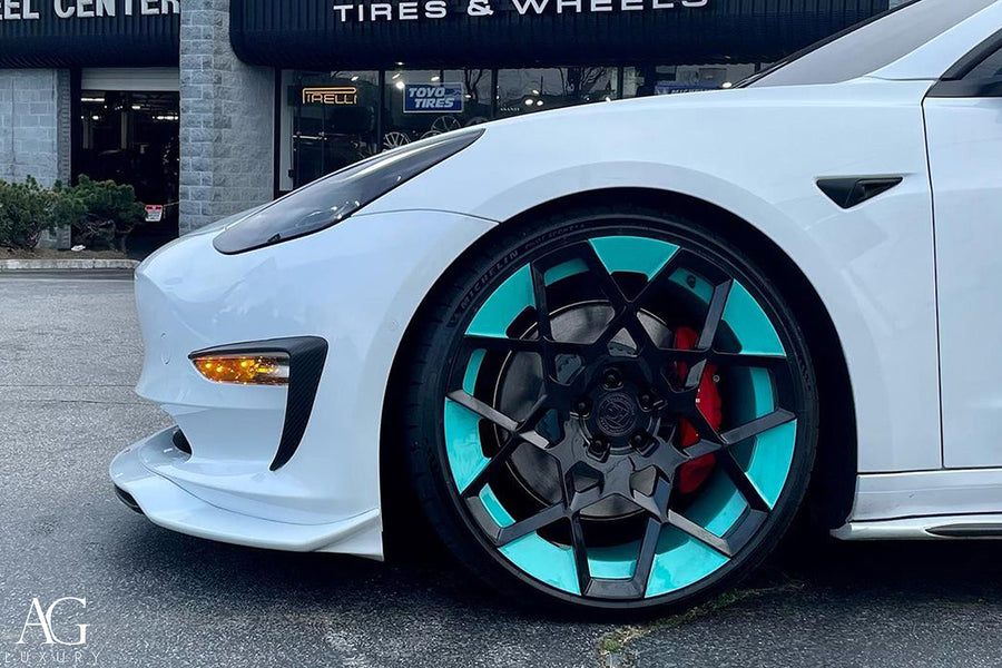 Tesla Model 3 on AG Luxury Aero.55 forged wheels in gloss black finish - view 3