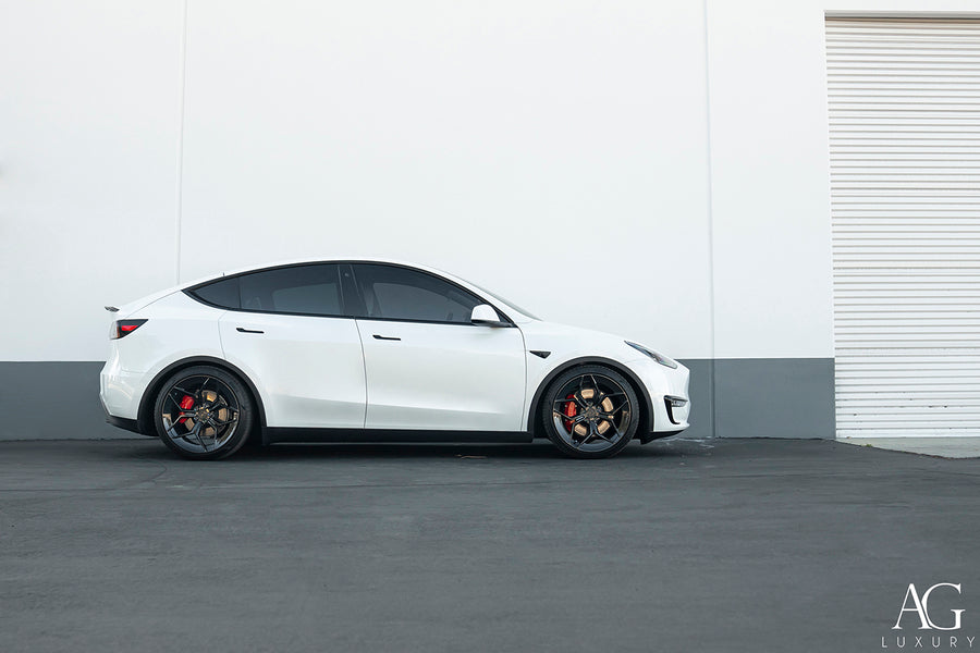 Tesla Model Y on AG Luxury Aero.56 forged wheels in gloss black finish - view 2