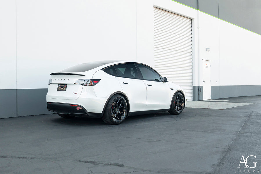 Tesla Model Y on AG Luxury Aero.56 forged wheels in gloss black finish - view 3