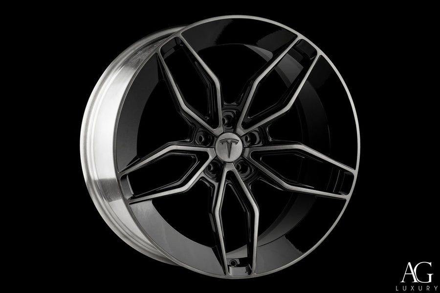 AG Luxury Aero.64 brushed gloss black grigio monoblock forged wheel - view 2
