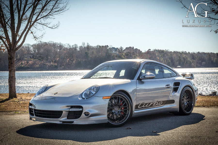 Porsche 997 Turbo on AG Luxury AGL10 forged wheels in brushed / grigio finish