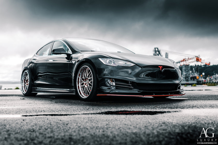 Tesla Model S on AG Luxury AGL10 forged wheels in polished / chrome finish