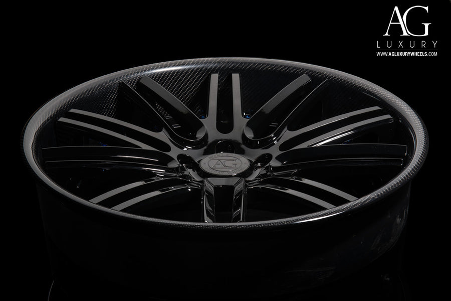 AG Luxury AGL12 gloss black carbon fiber duo-block forged wheel