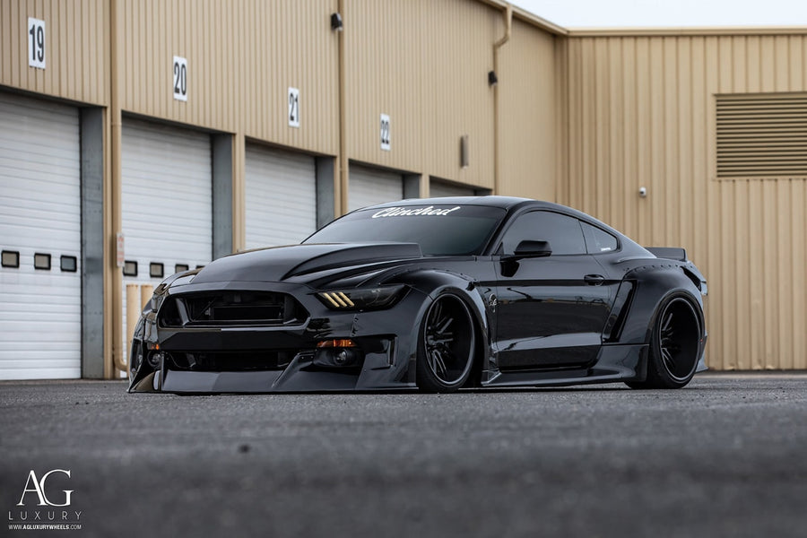 Ford Mustang GT Widebody on AG Luxury AGL12 forged wheels in gloss black finish