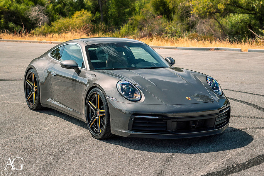 Porsche 911 Carrera 992 on AG Luxury AGL15 forged wheels in gloss black finish