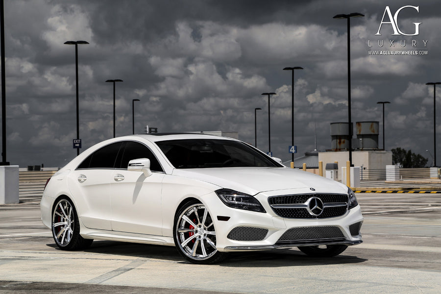 Mercedes-Benz CLS400 on AG Luxury AGL17 forged wheels in polished / gloss white finish
