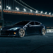 Tesla Model S P90 on AG Luxury AGL17 forged wheels in brushed / champagne finish