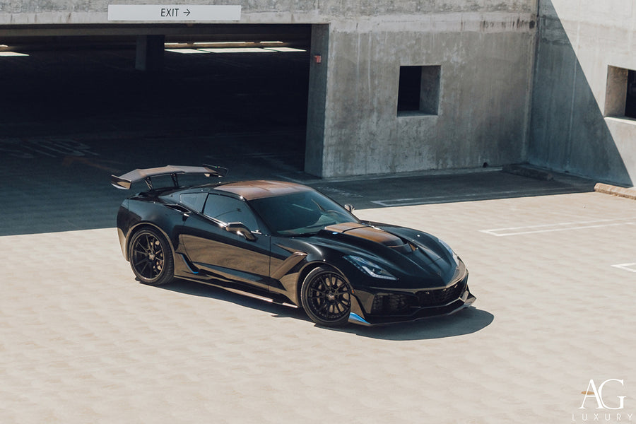 Chevrolet C7 Corvette on AG Luxury AGL19 forged wheels in gloss black / carbon fiber finish