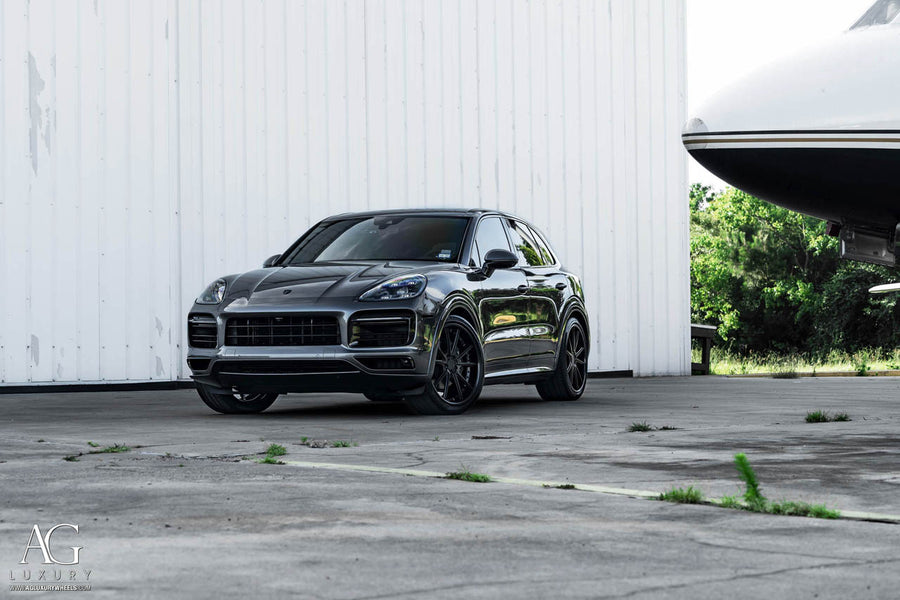 Porsche Cayenne on AG Luxury AGL19 forged wheels in matte black finish
