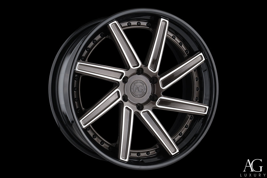 AG Luxury AGL22-8D brushed gloss black candy 3-piece forged wheel - view 2
