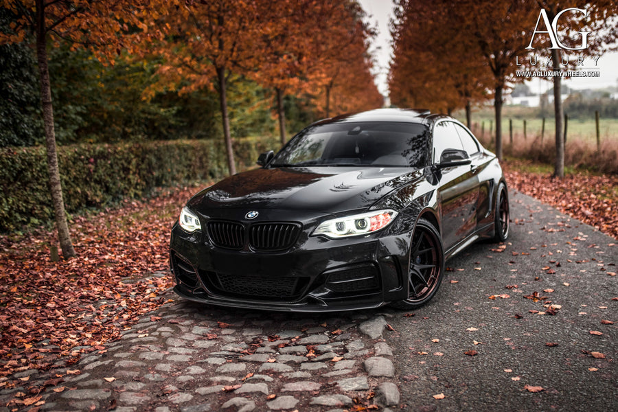 BMW M235 Wide Body on AG Luxury AGL23 forged wheels in matte black finish