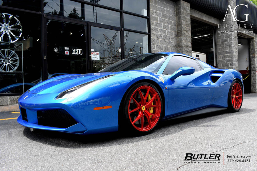 Ferrari 488 Spider on AG Luxury AGL23 forged wheels in brushed / candy finish