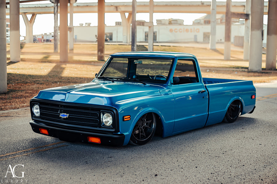 Chevrolet C10 on AG Luxury AGL24 forged wheels in matte black / carbon fiber finish