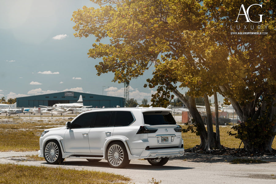 Lexus LX570 Wald on AG Luxury AGL25 forged wheels in polished / gloss white finish