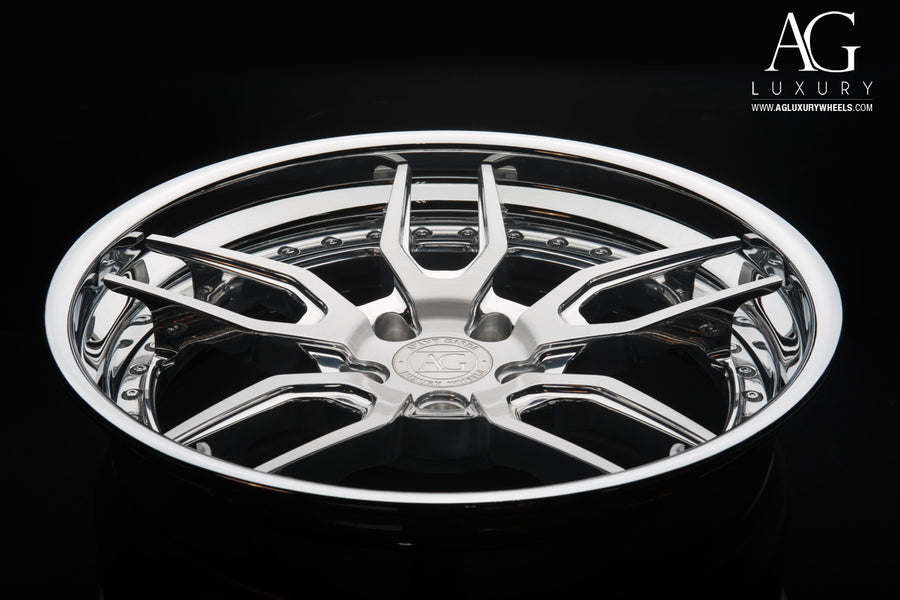 AG Luxury AGL26 brushed polished chrome 3-piece forged wheel - view 2