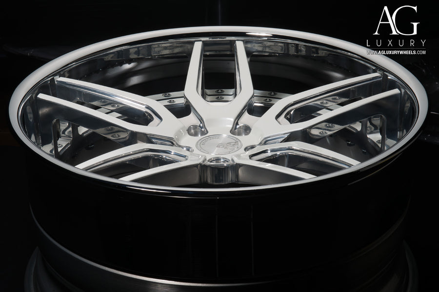 AG Luxury AGL26 polished chrome gloss white forged wheel - view 2